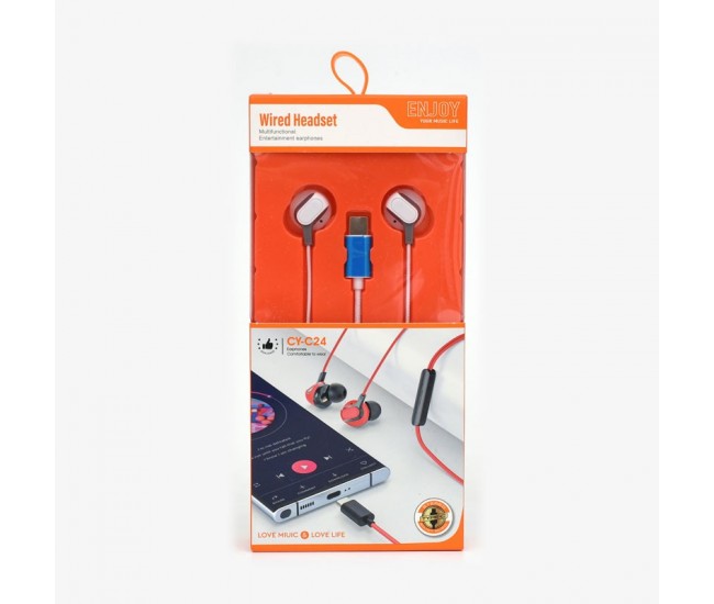Casti USB-C cu Microfon, In-Ear, Albe CY-C24