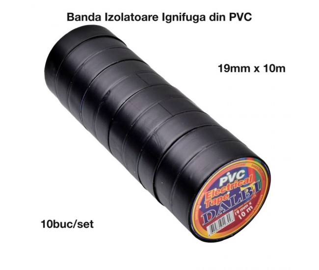 Banda Izolier Neagra 19mm x 10m - Set/10buc