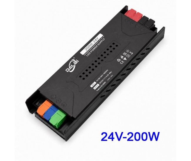 Sursa Alimentare LED 24V 200W 8.3A Slim cu Conectare Rapida Push-In DALBI