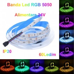 Banda Led RGB 24V- 60Led/m, Interior IP20 - 5m/Rol Banda Led RGB 24V- 60Led/m, Interior IP20 - 5m/Rol