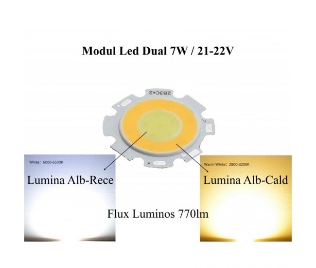 Led Cob 28mm - 7W, Lumina Cald/Rece