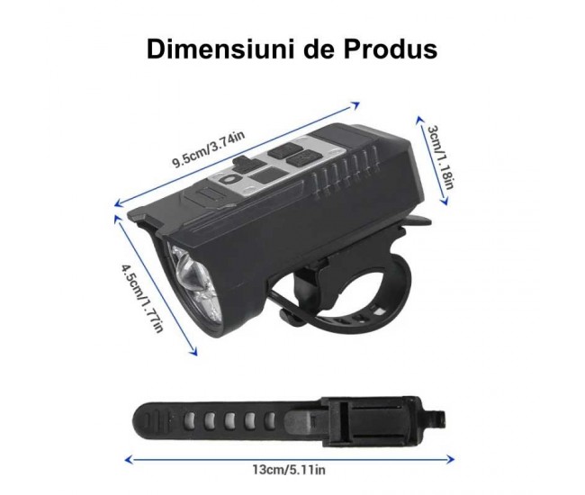 Lanterna de Bicicleta cu 9 Leduri si Senzor de Lumina L-S75