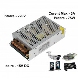 Sursa de Alimentare Metalica 220V-15V/75W-5A Sursa de Alimentare Metalica 220V-15V/75W-5A
