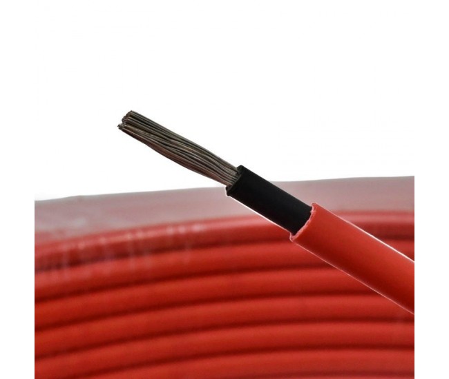 Cablu Solar 6mm Rosu PV1-F din Cupru placat cu Staniu si Izolatie Dubla din PVC, 100ml/Rol