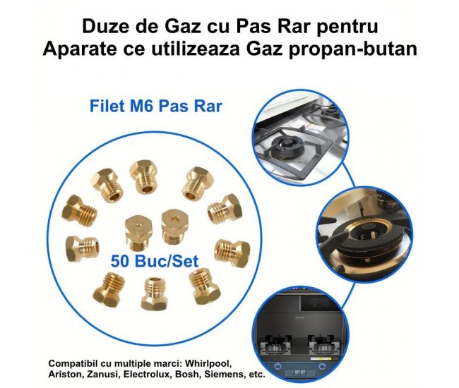 Duze Aragaz, Filet M6 cu Pas Rar - Ø 1,00 mm , 50buc/set