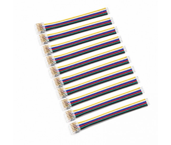 Conector Banda LED SMD RGB+CCT 12mm 6 Pini cu Cablu 10cm Set 10 Buc YCA6P-12-1 DALBI