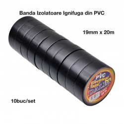 Banda Izolier Neagra 19mm x 20m - Set/10buc Banda Izolier Neagra 19mm x 20m - Set/10buc