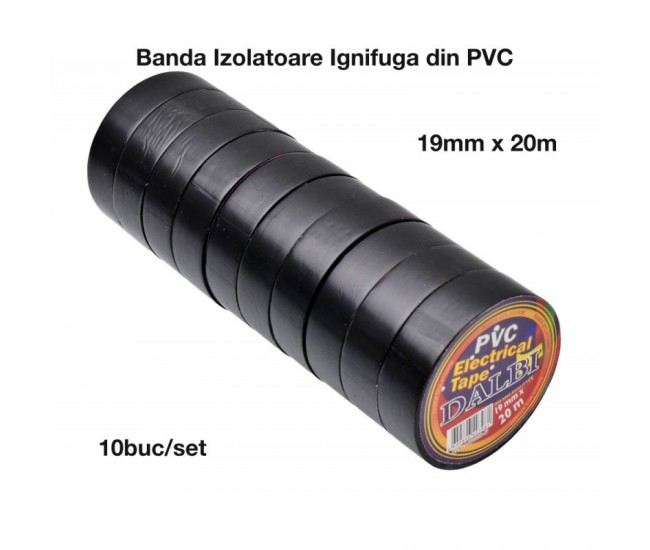 Banda Izolier Neagra 19mm x 20m - Set/10buc