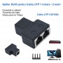 Adaptor Spliter RJ45 UTP mama - 2 mama Negru CAT5/6 - spliter retea Ethernet