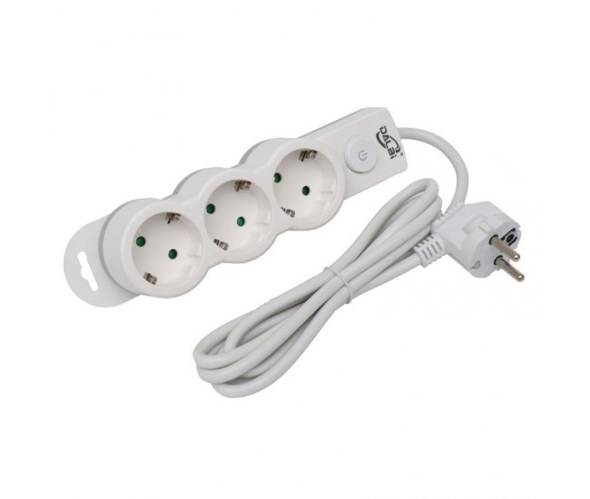 Prelungitor Electric cu Intrerupator, 3 Prize si Protectie Copii, Cablu 3x1mm / 3m