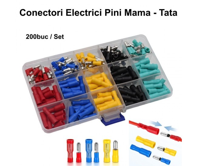 Papuci Electrici tip Pini Terminali Mama - Tata, 200buc / Set