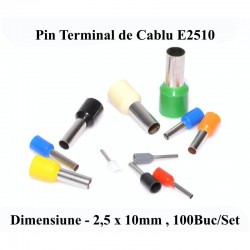 Pin Terminal de Cablu E2510 Albastru, 100Buc/Set Pin Terminal de Cablu E2510 Albastru, 100Buc/Set