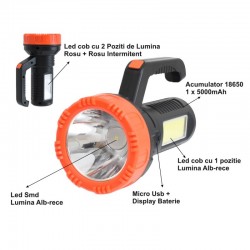 Lanterna cu Led Alb-Rosu si Acumulator XS-520 Lanterna cu Led Alb-Rosu si Acumulator XS-520