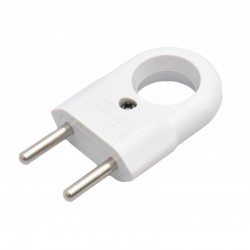 Stecher Plat Alb cu Inel 10A Stecher Plat Alb cu Inel 10A