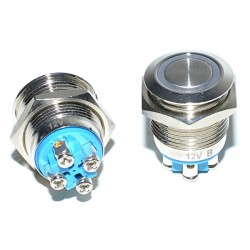 Intrerupator Push Metalic 16mm cu Led  12V cu Revenire Intrerupator Push Metalic 16mm cu Led  12V cu Revenire
