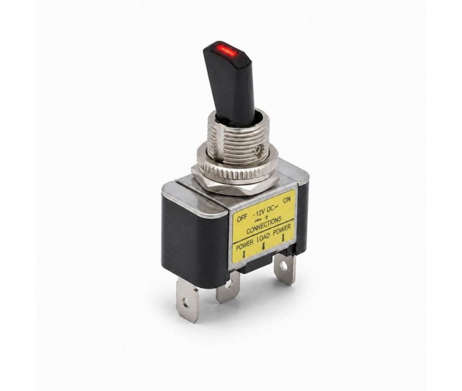 Intrerupator cu Maneta si LED Rosu 12V 30A, ON/OFF, 3 Pini