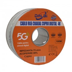 Cablu Coaxial TV UHD 4K DIGITAL - RG6 Cupru - 100m/Rol Cablu Coaxial TV UHD 4K DIGITAL - RG6 Cupru - 100m/Rol