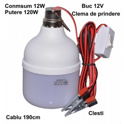 Bec 12V cu Led 20W/Clesti + Intrerupator Bec 12V cu Led 20W/Clesti + Intrerupator