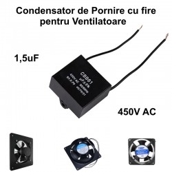 Condensator Pornire Motor cu Fire / 1,5uf 450V Condensator Pornire Motor cu Fire / 1,5uf 450V