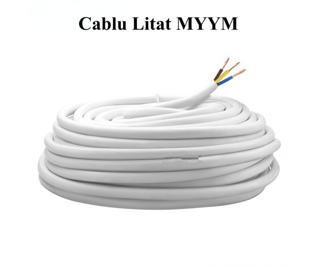 Cablu Electric Litat MYYM Alb 3x2,5mm/100ml