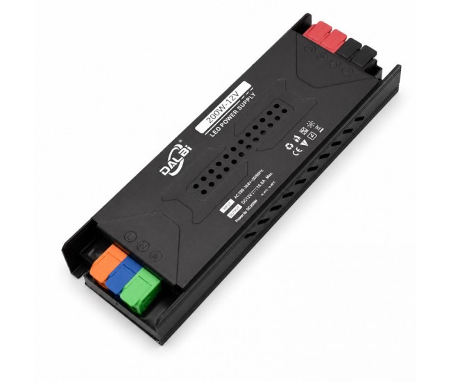 Sursa Alimentare LED 12V 200W 16.6A Slim cu Conectare Rapida Push-In, Carcasa Aluminiu DALBI