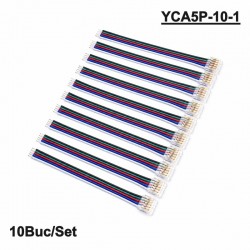 Conector Banda LED SMD RGBW 10mm 5 Pini cu Cablu 10cm Set 10 Buc YCA5P-10-1 DALBI