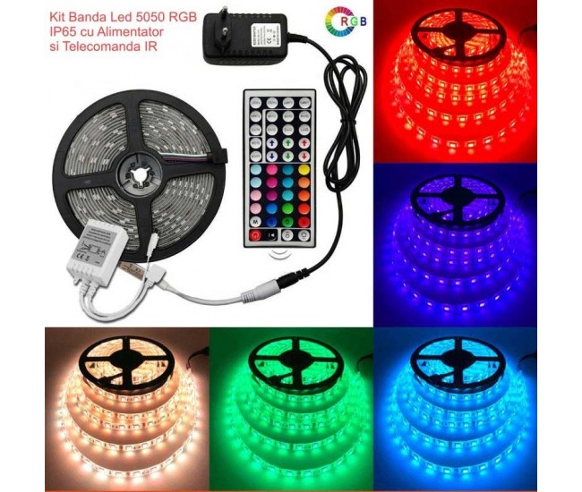 Kit Banda Led RGB IP65 cu Alimentator si Controler