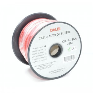 Cablu Auto de Putere Rosu CU+AL 8GA 6,7mm, 25m/Rola