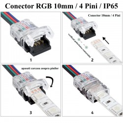 Conector Banda Led & RGB 10mm/4 Pini - 4 Fire Conector Banda Led & RGB 10mm/4 Pini - 4 Fire