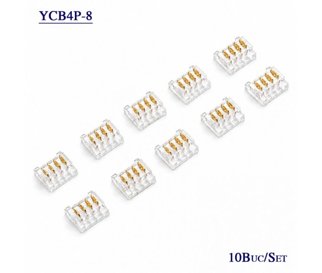 Conector pentru Imbinare Banda LED SMD 8mm 4 Pini Strip to Strip Set 10 Buc DALBI YCB4P-8