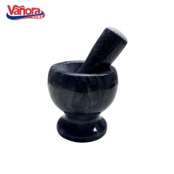 MOJAR CU PISTIL DIN MARMURA, DIA 9.5 CM, NEGRU, VANORA