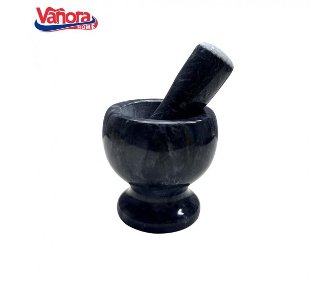MOJAR CU PISTIL DIN MARMURA, DIA 9.5 CM, NEGRU, VANORA
