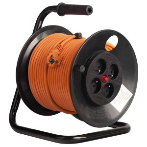 Derulator cu tambur Bachmann, 4prize, 50m, fisa Schuko dreapta ,protectii: