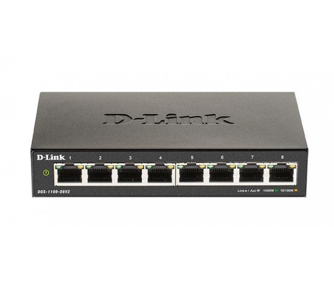 Switch D-Link DGS-1100-08PV2, 8 port, 10/100/1000 Mbps