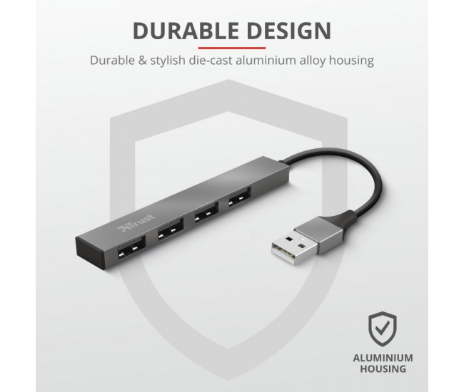 Adaptor Trust Halyx Aluminium 4-Port Mini USB Hub