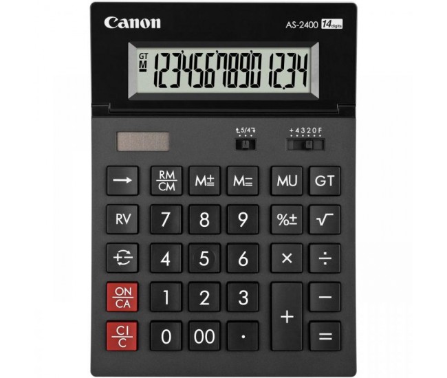 Calculator birou Canon AS2400, 14 digiti, ribbon, display LCD ajustabil, functie