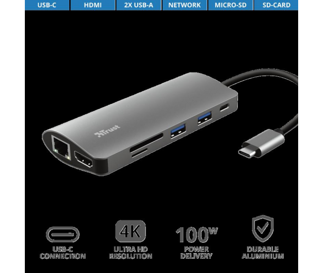 Adaptor Trust Dalyx 7-in-1 USB-C Multiport Adapter