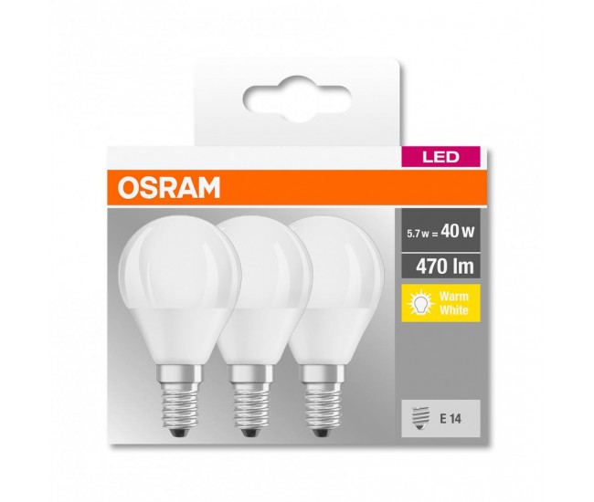 Set 3 becuri Led Osram, E14, , 5,7W, 470 lumeni,