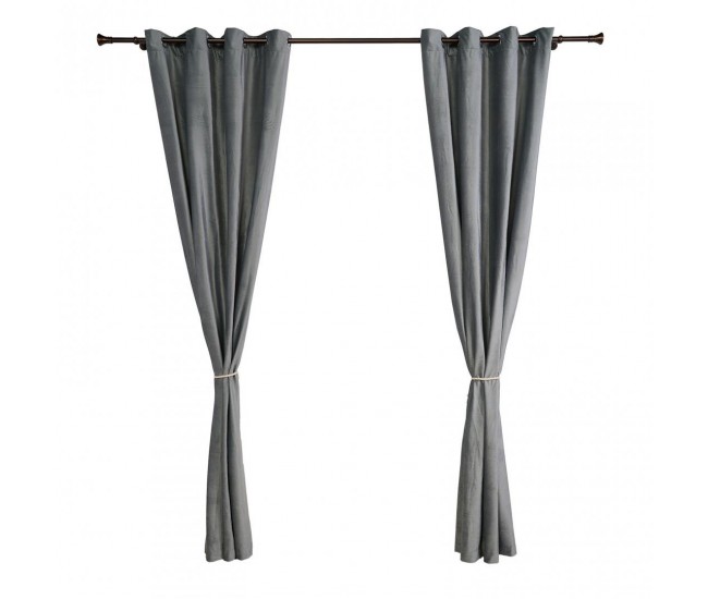 Set 2 draperii catifea 140x270 cm - Gri