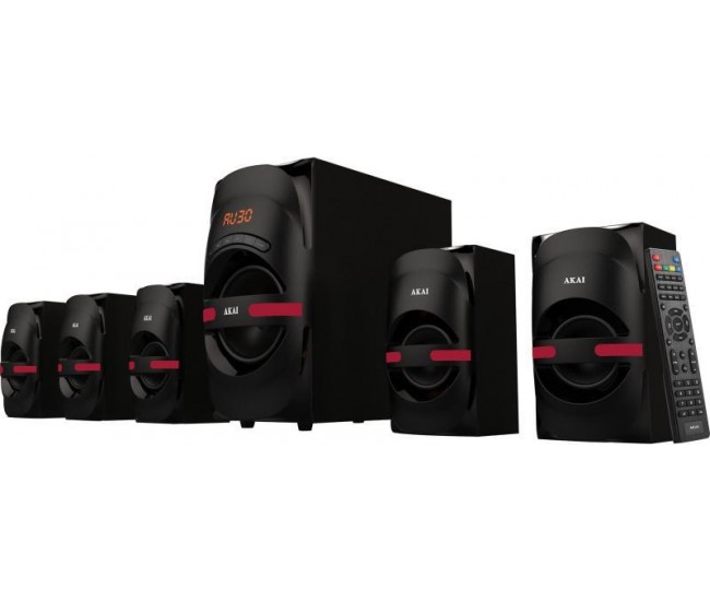 Sistem audio 5.1 Akai, USB/SD, MP3, Bluetooth 105W, negru
