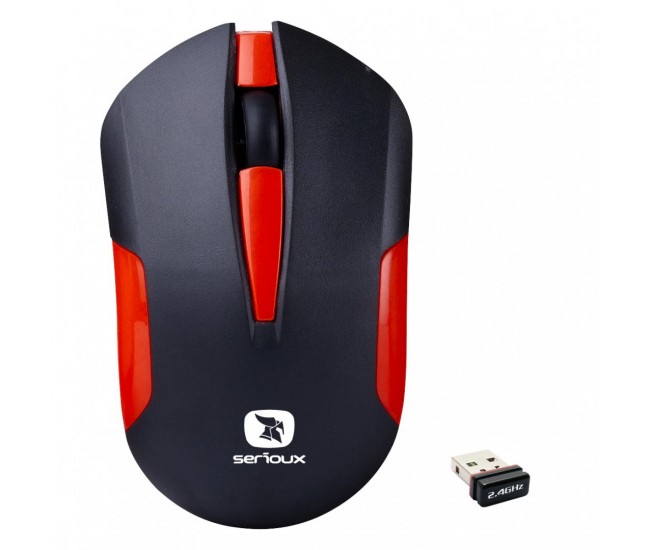 Mouse Serioux wireless, Drago 300, 1000dpi, rosu, baterie AA inclusa,