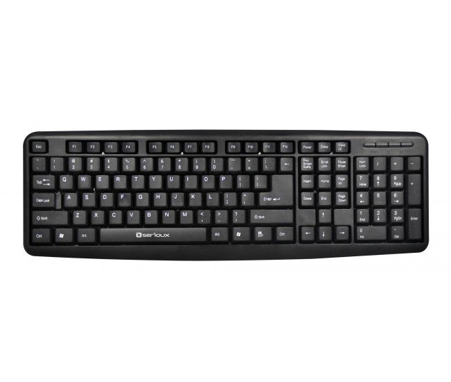 Tastatura Serioux 9400USB, cu fir, US layout, neagra, 104 taste