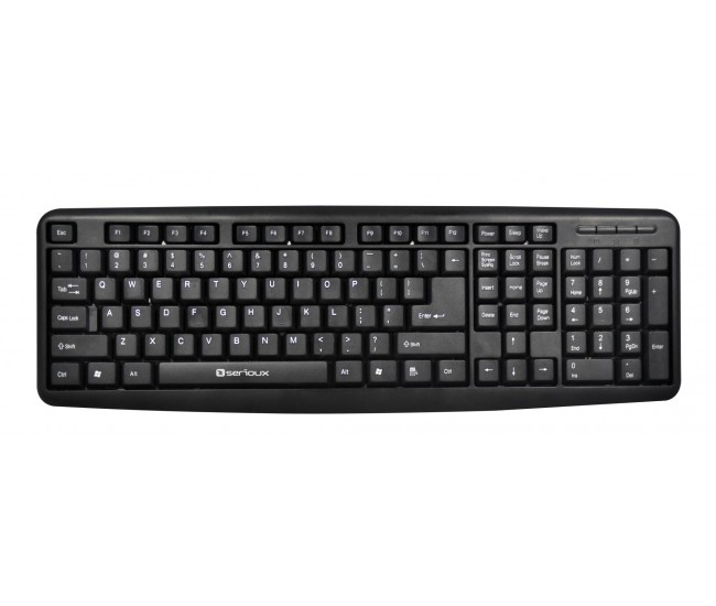 Tastatura Serioux 9400USB, cu fir, US layout, neagra, 104 taste,