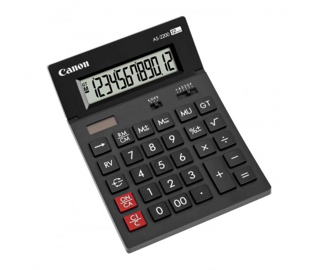Calculator birou Canon AS2200, 12 digiti, display LCD, alimentare solara