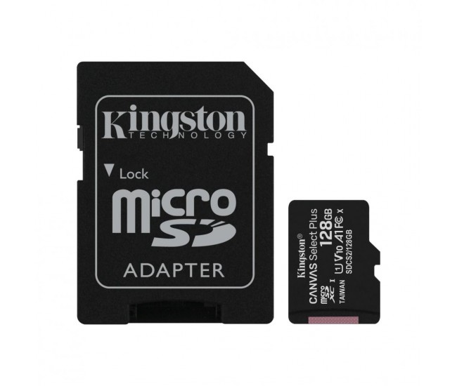 Card de Memorie MicroSD Kingston Select Plus, 128GB, Adaptor SD,