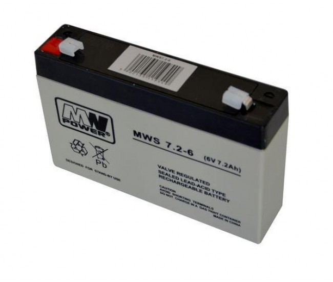 Acumulator AGM 7.2Ah 6V seria  MW Power, MWS7.2-6, terminal