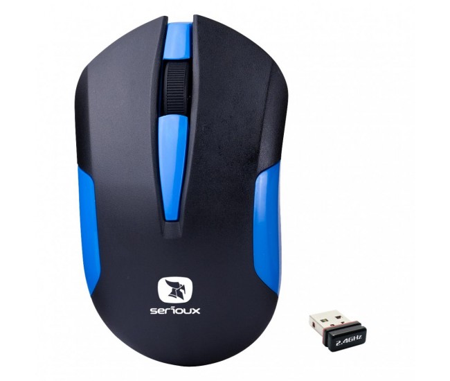 Mouse Serioux wireless, Drago 300, 1000dpi, albastru, baterie AA inclusa,