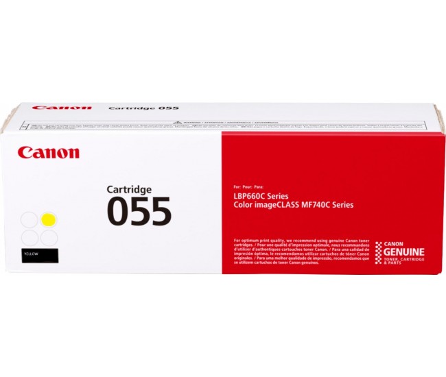 Toner Canon CRG055Y Yellow capacitate 2.1k pagini, pentru LBP66x, MF74x.