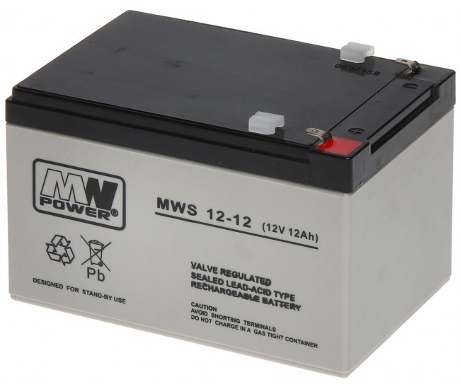 Acumulator AGM 12Ah 12V seria  MW Power,MWS12-12, terminal de