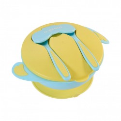 Bol compartimentat cu ventuza antialunecare si capac cu lingurita si